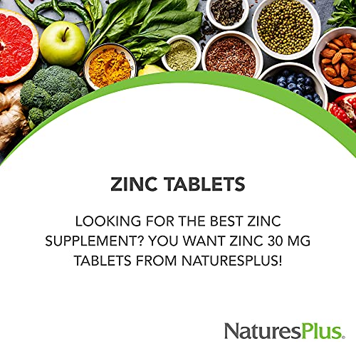 NaturesPlus Zinc Tablets - 30 mg, 90 Vegetarian Tablets - Immune ...