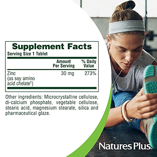 NaturesPlus Zinc Tablets - 30 mg, 90 Vegetarian Tablets - Immune ...