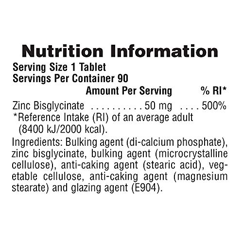 NaturesPlus Zinc Tablets - 50 mg, 90 Vegetarian Tablets - Immune ...