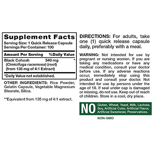 Natures Truth Black Cohosh 540 mg 100 Capsules