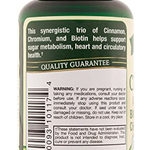 Natures Truth Cinnamon with Biotin and Chromium Capsules, 60 Count