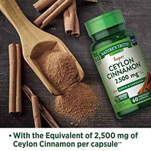 Natures Truth Cinnamon with Biotin and Chromium Capsules, 60 Count