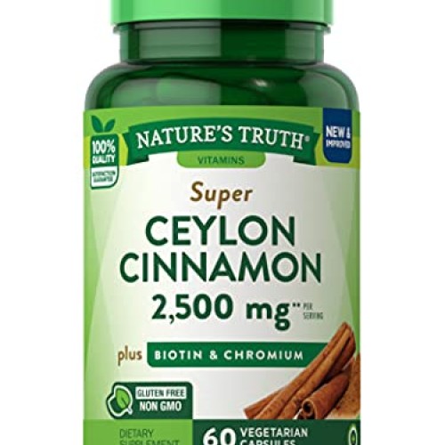 Natures Truth Cinnamon with Biotin and Chromium Capsules, 60 Count