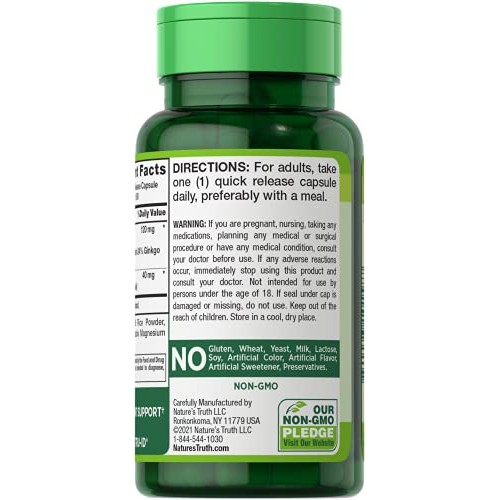 Natures Truth Ginkgo Biloba 120 mg Standardized Plus Bacopa Extr...