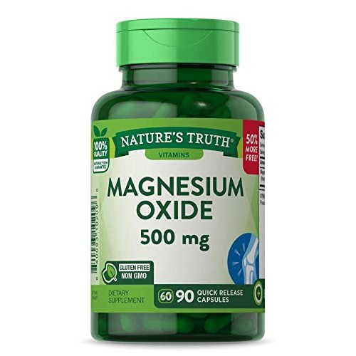 Natures Truth Magnesium Oxide 500 Mg Capsules, 90 Count, Unflavored
