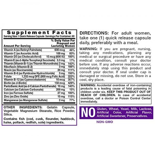 Natures Truth Prenatal Vitamin and Mineral Formula Capsules, 60 ...