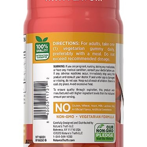 Natures Truth Vitamin D3 Gummies | 5000 IU | 60 Count | Peach Fl...