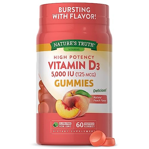 Natures Truth Vitamin D3 Gummies | 5000 IU | 60 Count | Peach Fl...
