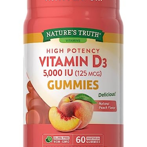 Natures Truth Vitamin D3 Gummies | 5000 IU | 60 Count | Peach Fl...