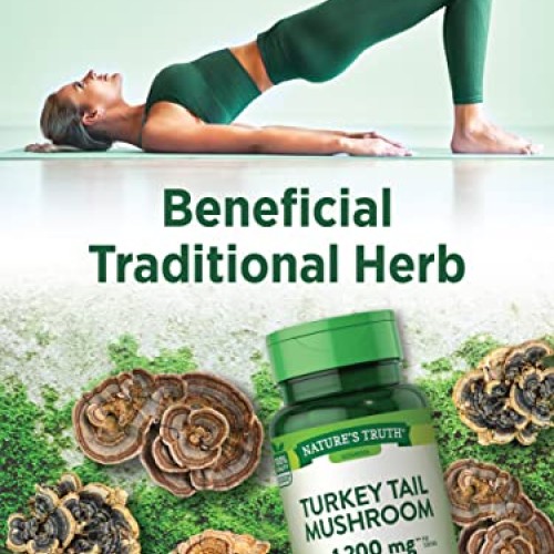 Turkey Tail Mushroom Capsules| 1200mg | 120 Count | Non-GMO & Glu...