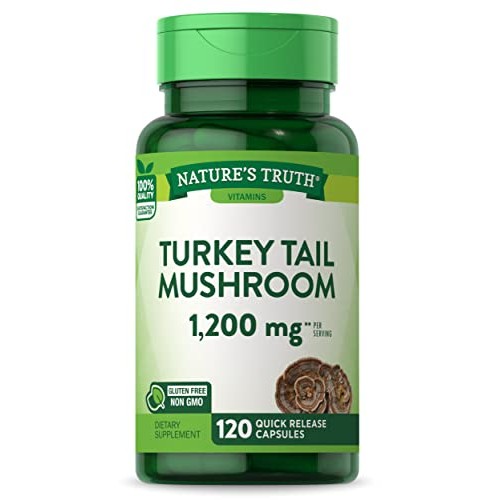 Turkey Tail Mushroom Capsules| 1200mg | 120 Count | Non-GMO & Glu...