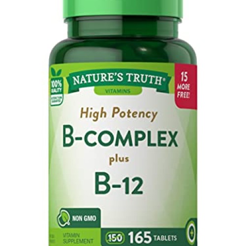 Vitamin B Complex | Plus B12 | 165 Tablets | Vegetarian, Non-GMO ...