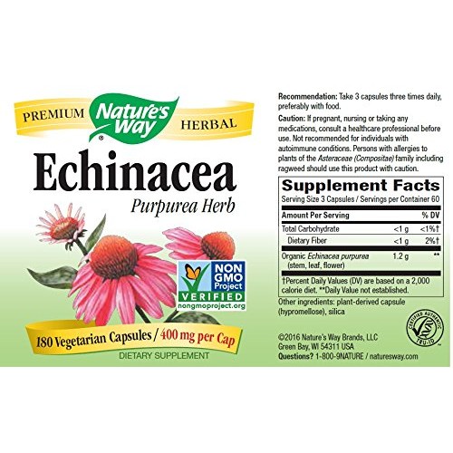 Echinacea Herb Immune Support 400 MG 180 Capsules