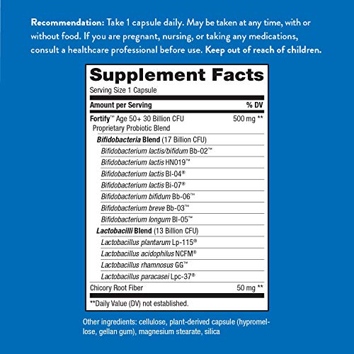 Nature’s Way Fortify 50+ Probiotic, 30 Billion Live Cultures, 11 ...