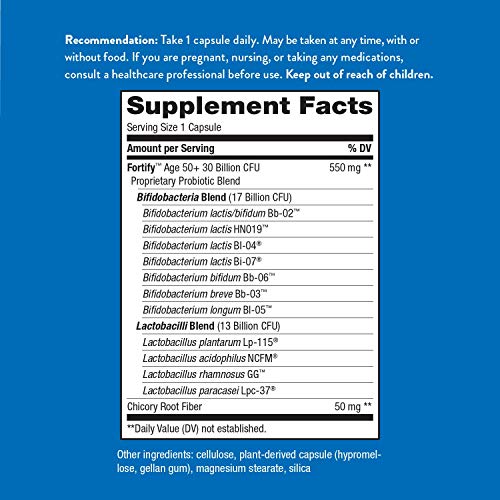 Nature’s Way Fortify 50+ Probiotic, 30 Billion Live Cultures, 11 ...