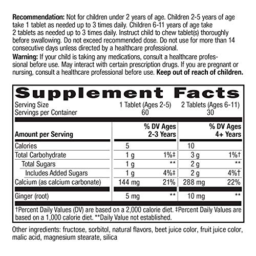 Nature’s Way Kids Tummy Soothe, with Calcium & Ginger, Berry Blas...
