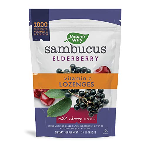 Nature’s Way Sambucus Elderberry Lozenges, 1000 mg Vitamin C Per ...
