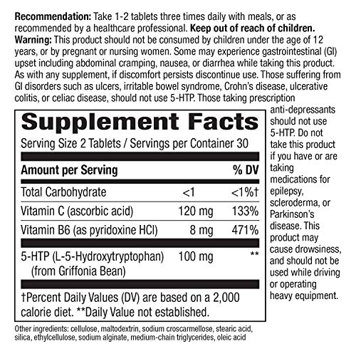 Natures Way 5-HTP, L-5-Hydroxytryptophan, Vitamin B6 & C, Griffo...