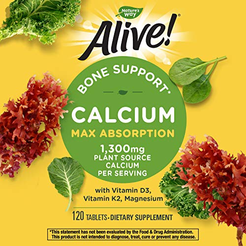 Natures Way Alive! Calcium Bone Formula Supplement 1300 mg per ...