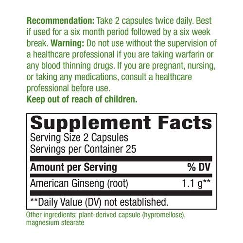 Natures Way American Ginseng Root Capsule, 550 Mg - 50 per pack -...
