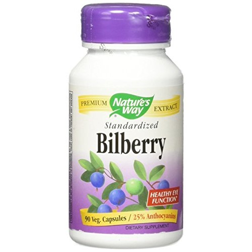 Natures Way Bilberry Standardized Extract Veg Capsules 90 ea