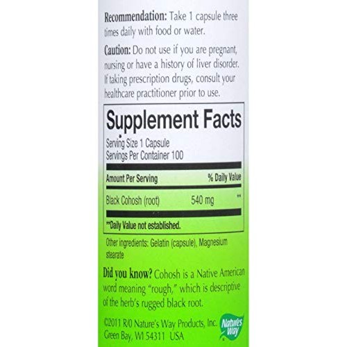 Natures Way - Black Cohosh Root, 540 mg, 100 caps