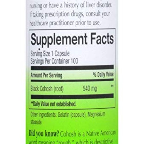 Natures Way - Black Cohosh Root, 540 mg, 100 caps