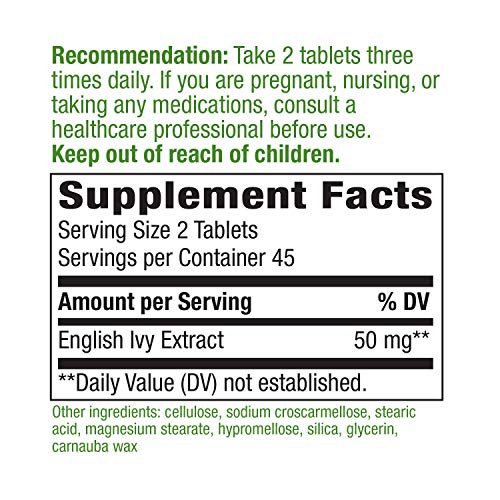 Natures Way Ivy Extract from English Ivy Leaf 50 mg Potency, 90 ...