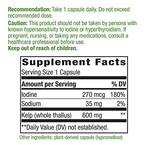 Natures Way Kelp 600 mg Non-GMO Project Verified Gluten Free Veg...
