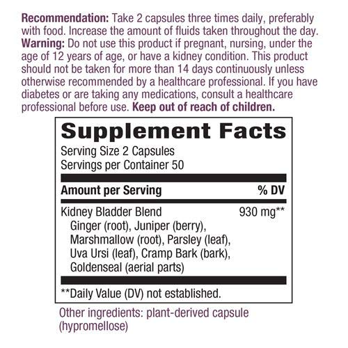 Natures Way Kidney Bladder, 465 mg per capsule, 100 Vcaps, Pack ...