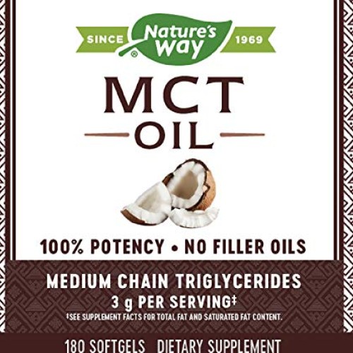 Natures Way MCT Oil Softgels, 3 g of MCTs per serving, No Palm o...