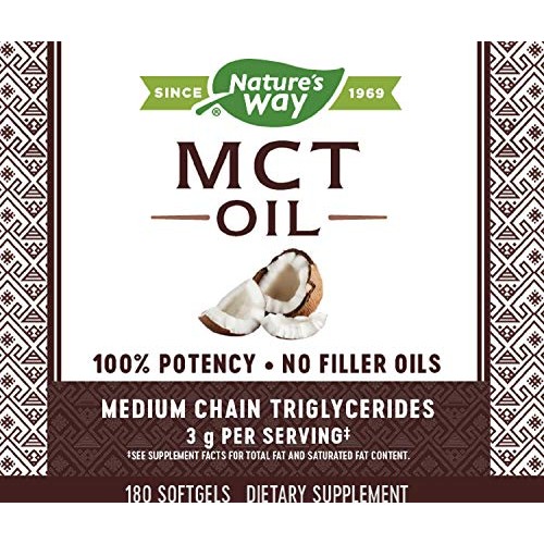 Natures Way MCT Oil Softgels, 3 g of MCTs per serving, No Palm o...