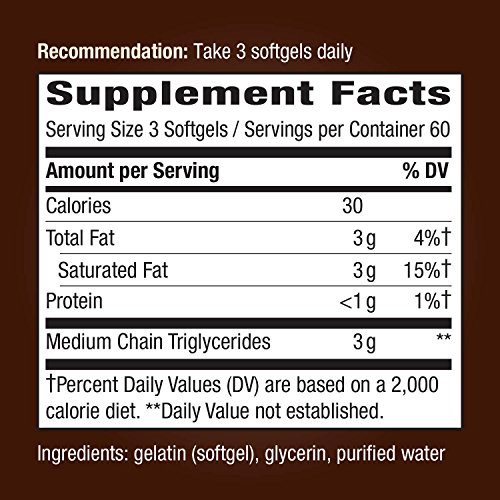 Natures Way MCT Oil Softgels, 3 g of MCTs per serving, No Palm o...
