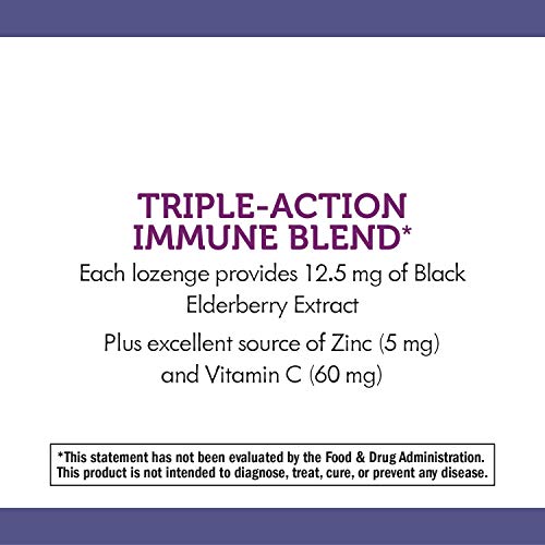 Natures Way Organic Sambucus Lozenge, Elderberry and Zinc, 24 co...