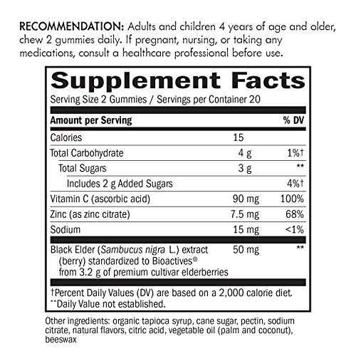 Natures Way Sambucus Elderberry Gummies with Vitamin C and Zinc,...