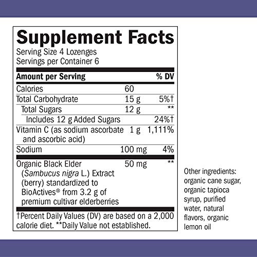 Natures Way Sambucus Elderberry Lozenges, 1000 Mg Vitamin C Per ...