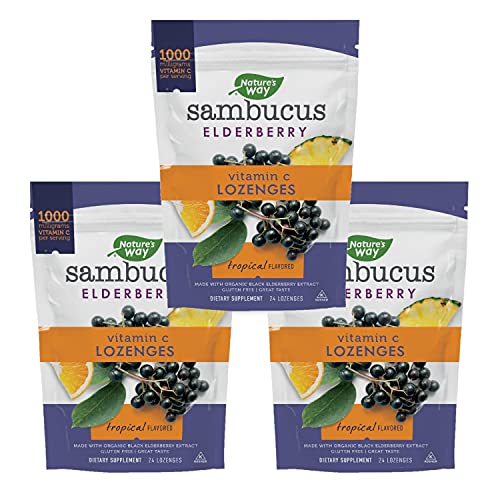 Natures Way Sambucus Elderberry Lozenges, 1000 Mg Vitamin C Per ...