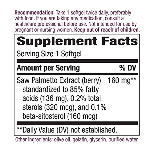 Natures Way Saw Palmetto Standardized Extract Prostate Health, 1...