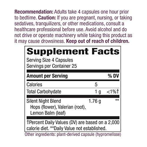 Natures Way Silent Night Capsules, White/Purple, No flavor, 100 ...
