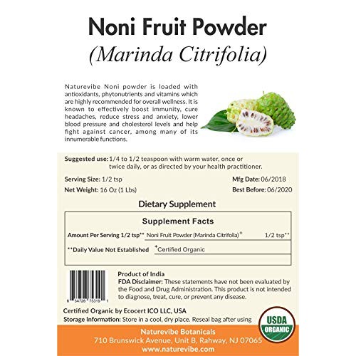 Naturevibe Botanicals USDA Organic Noni Fruit Powder 16 ounces ...
