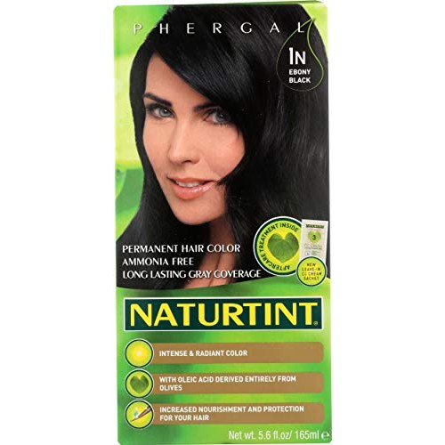 Naturtint Permanent Hair Color 1N Ebony Black Pack of 1, Ammoni...