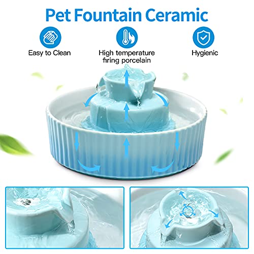 NautyPaws Ceramic Cat Water Fountain, Ceramic Pet Fountain, 2.1 L...