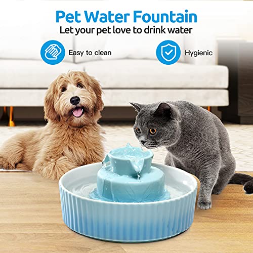 NautyPaws Ceramic Cat Water Fountain, Ceramic Pet Fountain, 2.1 L...