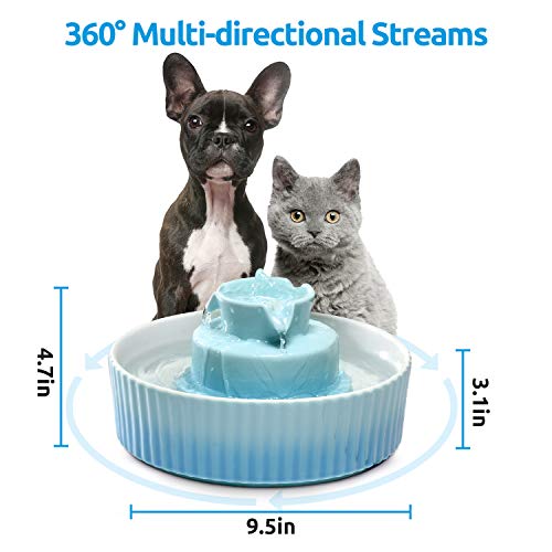 NautyPaws Ceramic Cat Water Fountain, Ceramic Pet Fountain, 2.1 L...