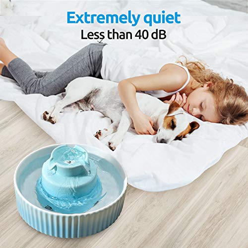 NautyPaws Ceramic Cat Water Fountain, Ceramic Pet Fountain, 2.1 L...
