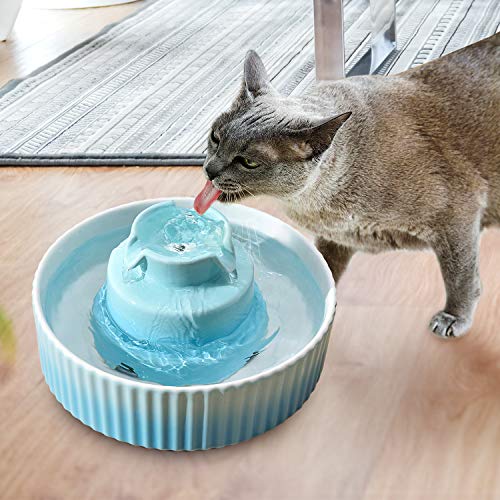 NautyPaws Ceramic Cat Water Fountain, Ceramic Pet Fountain, 2.1 L...