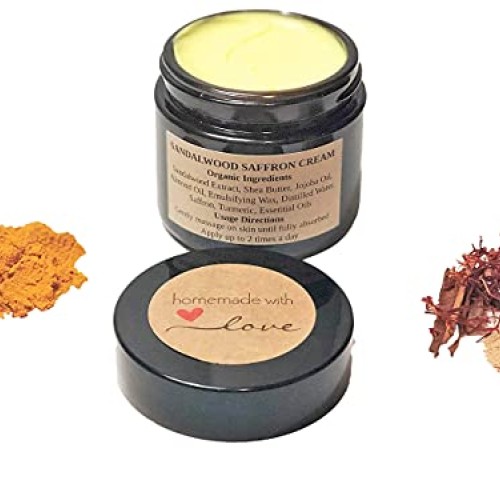 Organic Sandalwood Saffron Face Cream with Almond Oil and Turmeri...
