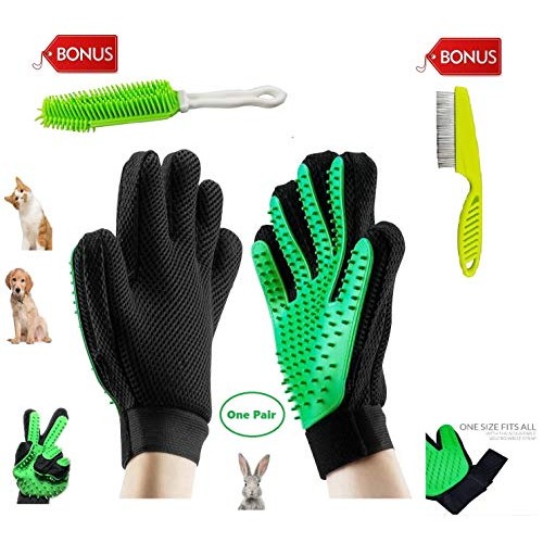 Pet Grooming Glove Kit, Gentle Deshedding Brush Gloves for Dogs &...