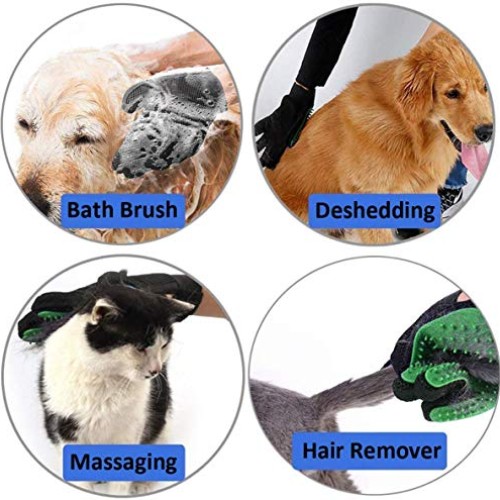 Pet Grooming Glove Kit, Gentle Deshedding Brush Gloves for Dogs &...