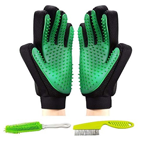 Pet Grooming Glove Kit, Gentle Deshedding Brush Gloves for Dogs &...